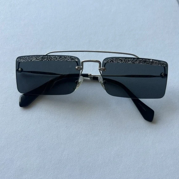 Miu Miu Accessories Miu Miu Square Glitter Sunglasses Poshmark